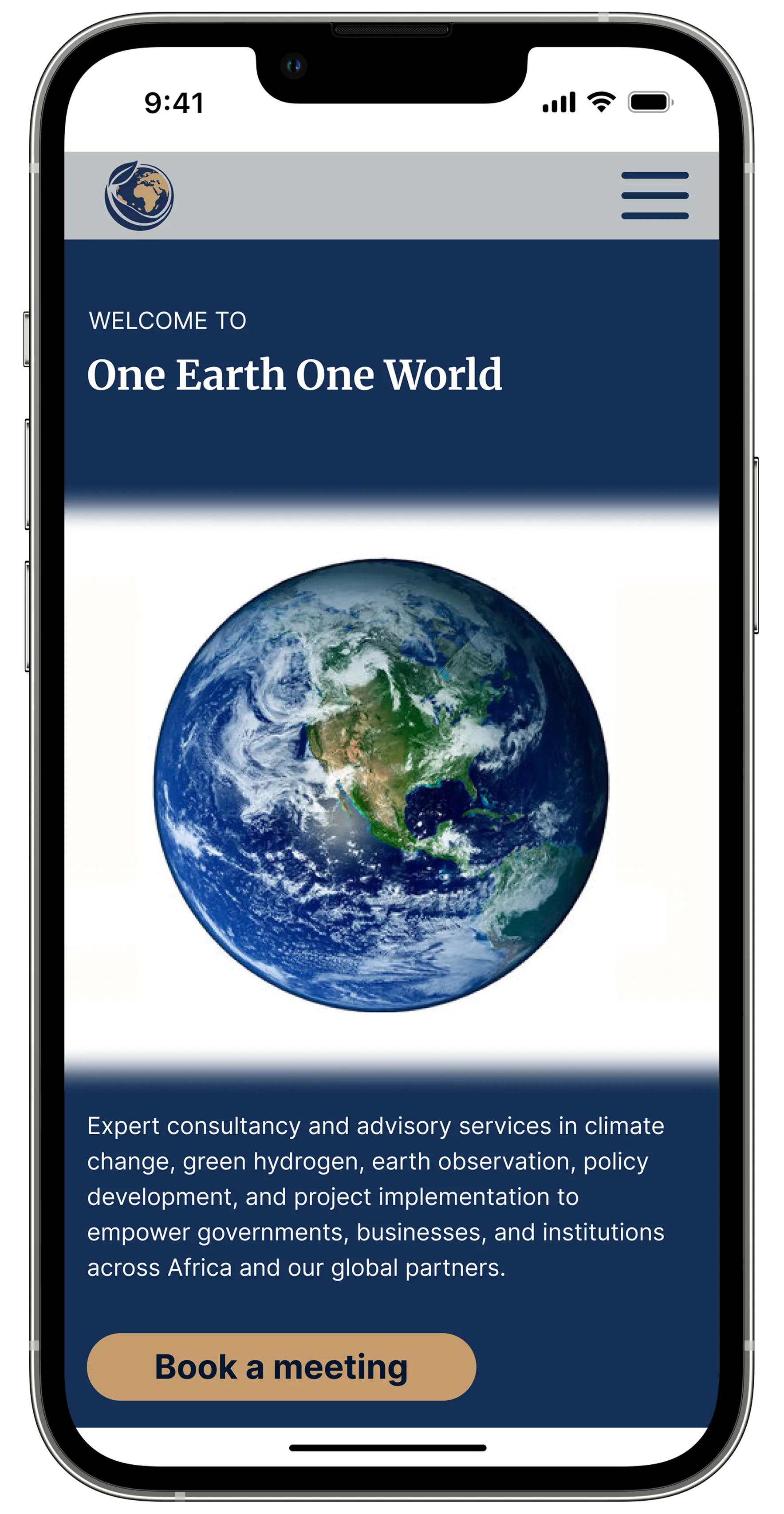 One Earth One World website mobile view