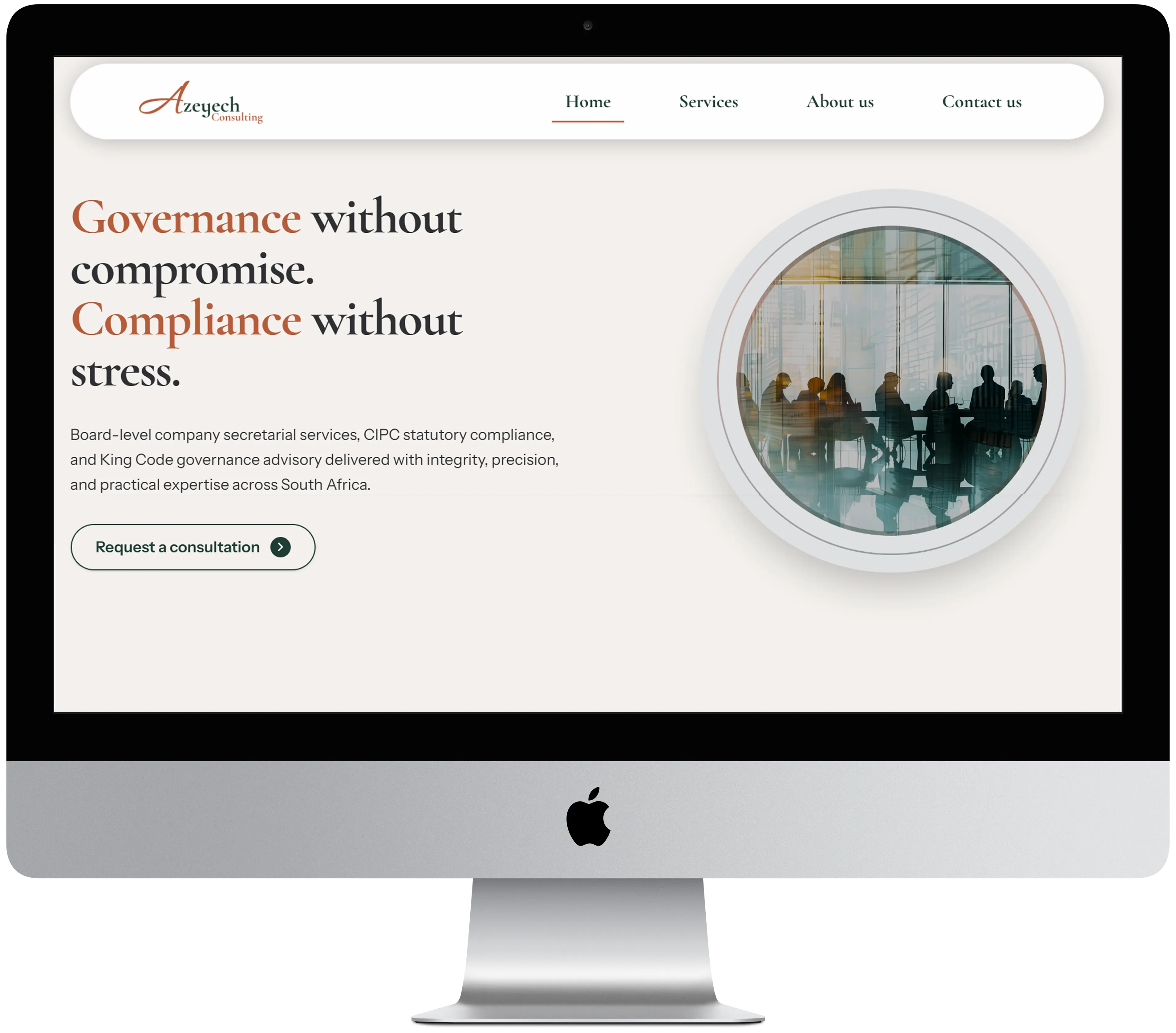 Azeyech Consulting website desktop view
